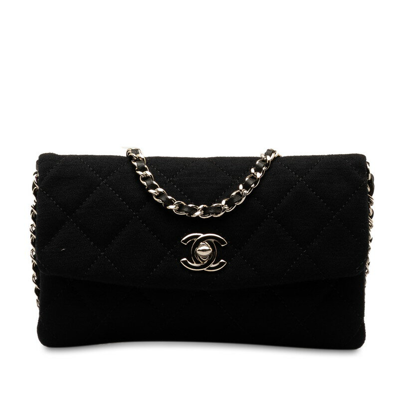 シャネル ミニマトラッセ 2011年クリスマス限定 チェーン ショルダーバッグ ブラック シルバー キャンバス レディース CHANEL 【中古】