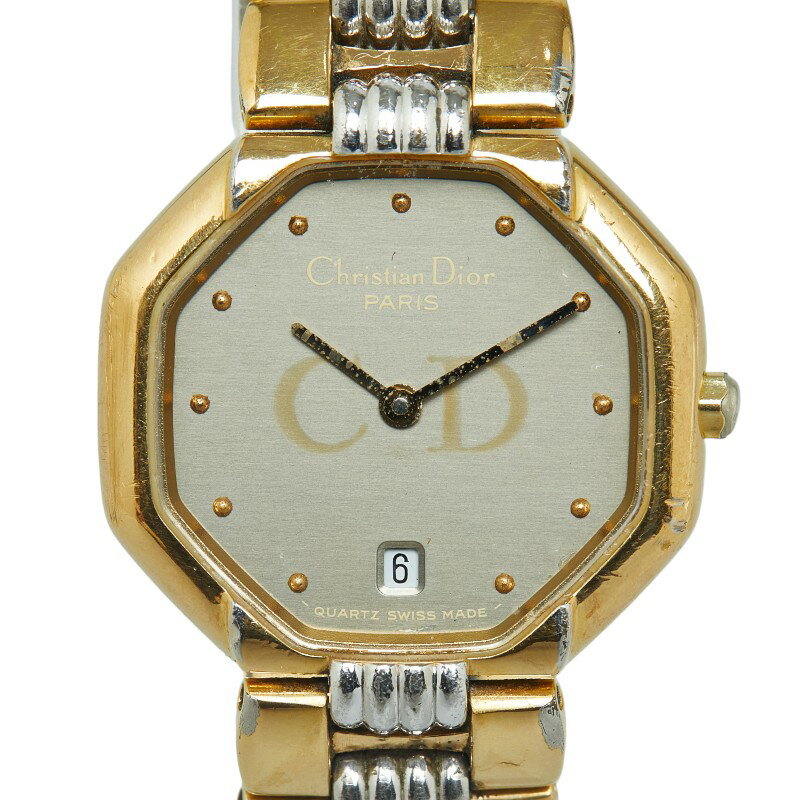クリスチャンディオール オクタゴン 腕時計 48.153 クオーツ グレー文字盤 メッキ ステンレススチール レディース Christian Dior 【中古】