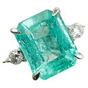 Pt900 プラチナ エメラルド2.42ct ダイヤ0.08ct リング 指輪 レディース 11号 【中古】(4)