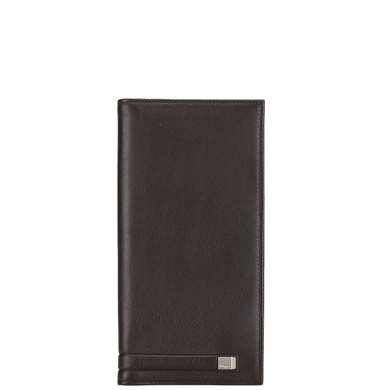 サルヴァトーレフェラガモ 長財布 ブラウン レザー メンズ Salvatore Ferragamo 【中古】