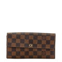 ルイ ヴィトン ダミエ ポシェット ポルト モネ クレディ 長財布 N61724 ブラウン PVC レザー レディース LOUIS VUITTON 【中古】