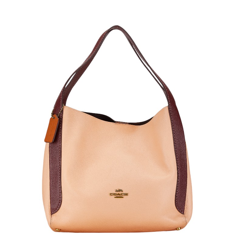 コーチ ハドリーホーボー ハンドバッグ サーモンピンク パープル レザー レディース COACH 【中古】