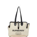 バーバリー ロゴ トートバッグ ベージュ キャンバス レザー レディース BURBERRY 【中古】(4)