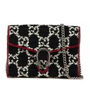 グッチ GG ディオニュソス チェーン ショルダーウォレット 401231 ブラック レッド ツイード レザー レディース GUCCI 【中古】