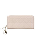 ディオール カナージュ ラウンドファスナー 長財布 ピンク レザー レディース Dior 【中古】(4)