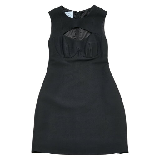 プラダ カットアウト ノースリーブワンピース サイズ:36S ブラック ウール シルク レディース PRADA 【中古】 プラダ カットアウト ノースリーブワンピース サイズ:36S ブラック ウール シルク レディース PRADA 【中古】