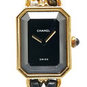 シャネル プルミエール 腕時計 サイズ:M H0001 クオーツ ブラック文字盤 メッキ レザー レディース CHANEL 【中古】