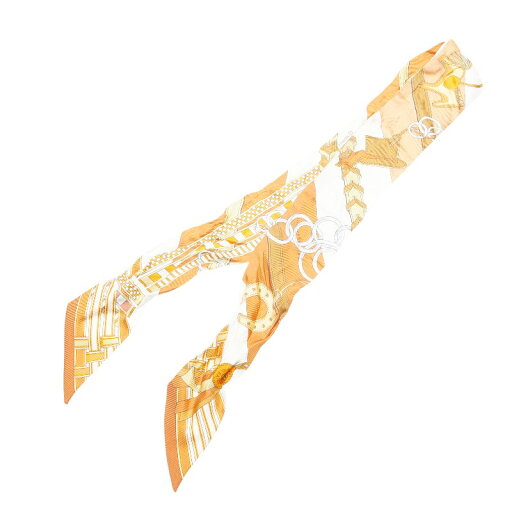 エルメス ツイリー BRIDES ET GRIS GRIS 馬勒とチャーム スカーフ キャラメル ホワイト ブロンズ シルク レディース HERMES 【中古】 エルメス ツイリー BRIDES ET GRIS GRIS 馬勒とチャーム スカーフ キャラメル ホワイト ブロンズ シルク レディース HERMES 【中古】