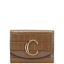 クロエ クロコ型押し 三つ折り財布 ブラウン レザー レディース Chloe 【中古】