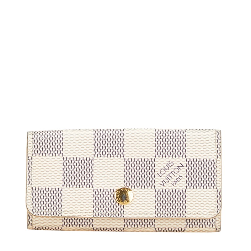 ルイ ヴィトン ダミエ アズール ミュルティクレ4 キーケース N60386 ホワイト PVC レザー レディース LOUIS VUITTON 【中古】