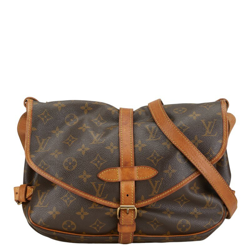 ルイ ヴィトン モノグラム ソミュール30 斜めがけ ショルダーバッグ M42256 ブラウン PVC レザー レディース LOUIS VUITTON 【中古】