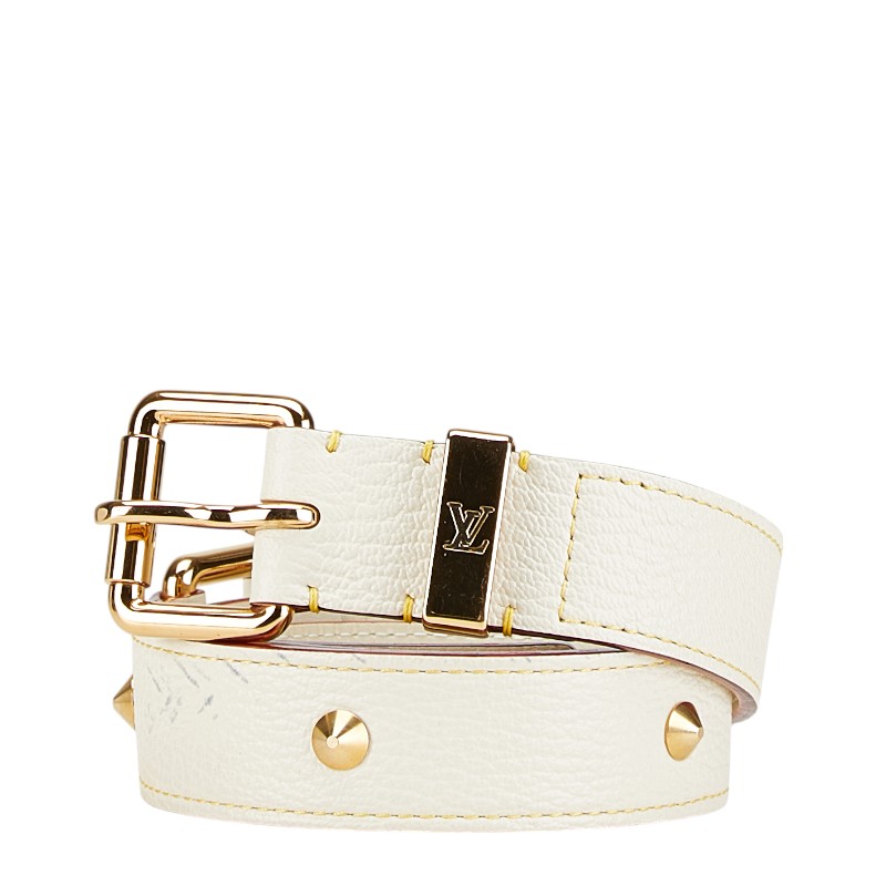 ルイ ヴィトン サンチュール スハリ ベルト サイズ:80/32 M6870W ホワイト レザー レディース LOUIS VUITTON 【中古】