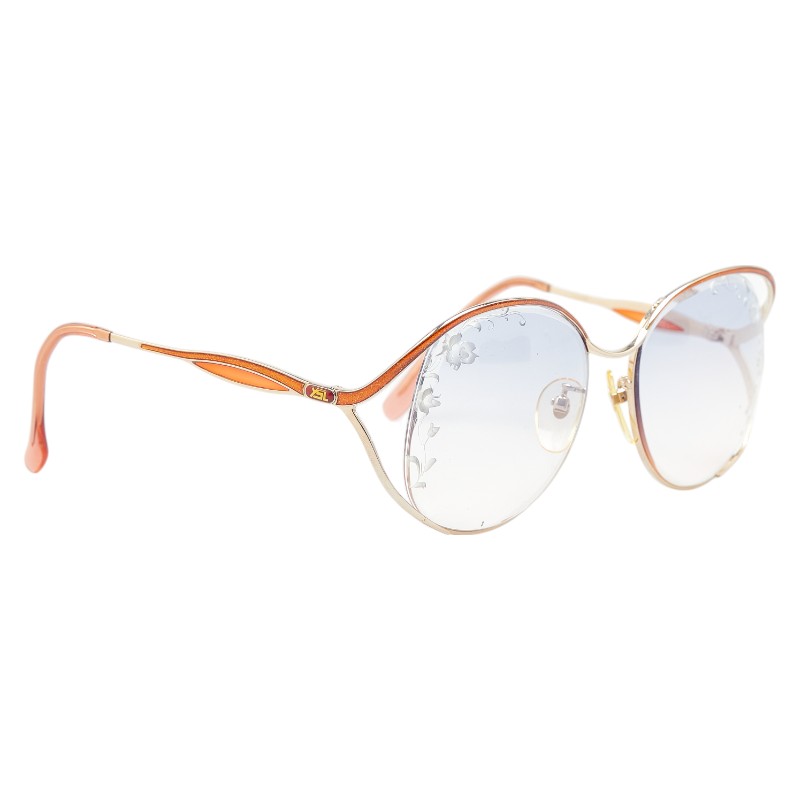 サンローラン フラワー 花 モチーフ サングラス オレンジ ブルー プラスチック レディース SAINT LAURENT 【中古】