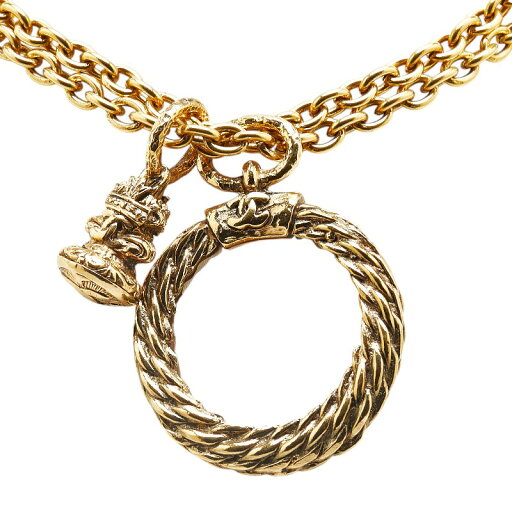 シャネル ココマーク ルーペ チェーンネックレス 2連 ゴールド メッキ レディース CHANEL 【中古】 シャネル ココマーク ルーペ チェーンネックレス 2連 ゴールド メッキ レディース CHANEL 【中古】
