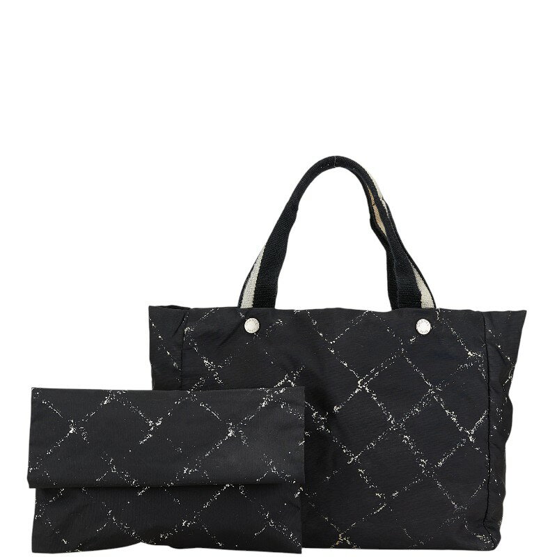 シャネル 旧トラベルライン トートバッグ A11833 ブラック ホワイト ナイロン レディース CHANEL 【中古】