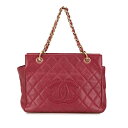 シャネル マトラッセ ココマーク チェーン ショルダーバッグ レッド キャビアスキン レディース CHANEL 【中古】