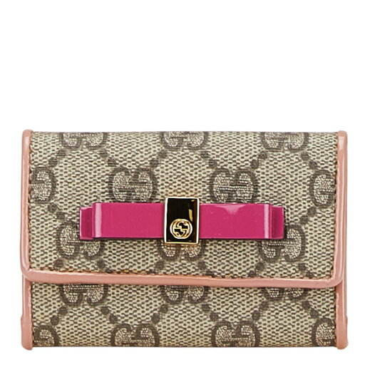 グッチ GGスプリーム キーケース 6連 388682 ベージュ ピンク PVC エナメル レディース GUCCI 【中古】 グッチ GGスプリーム キーケース 6連 388682 ベージュ ピンク PVC エナメル レディース GUCCI 【中古】