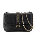 ヴァレンチノ ロックスタッズ チェーン ショルダーバッグ ブラック レザー レディース Valentino 【中古】