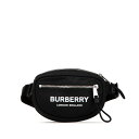 バーバリー ロゴプリント ボディバッグ ウエストバッグ ブラック ナイロン レディース BURBERRY 【中古】
