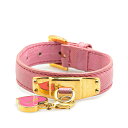 グッチ ハート モチーフ ブレスレット ピンク ゴールド レザー レディース GUCCI 【中古】