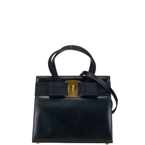 サルヴァトーレフェラガモ ヴァラリボン ハンドバッグ ショルダーバッグ 2WAY ブラック レザー レディース Salvatore Ferragamo 【中古】 サルヴァトーレフェラガモ ヴァラリボン ハンドバッグ ショルダーバッグ 2WAY ブラック レザー レディース Salvatore Ferragamo 【中古】