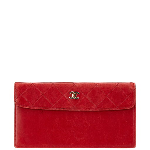 シャネル マトラッセ ココマーク 札入れ レッド ラムスキン レディース CHANEL 【中古】 シャネル マトラッセ ココマーク 札入れ レッド ラムスキン レディース CHANEL 【中古】