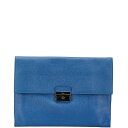 プラダ ロゴ クラッチバッグ ブルー レザー レディース PRADA 【中古】