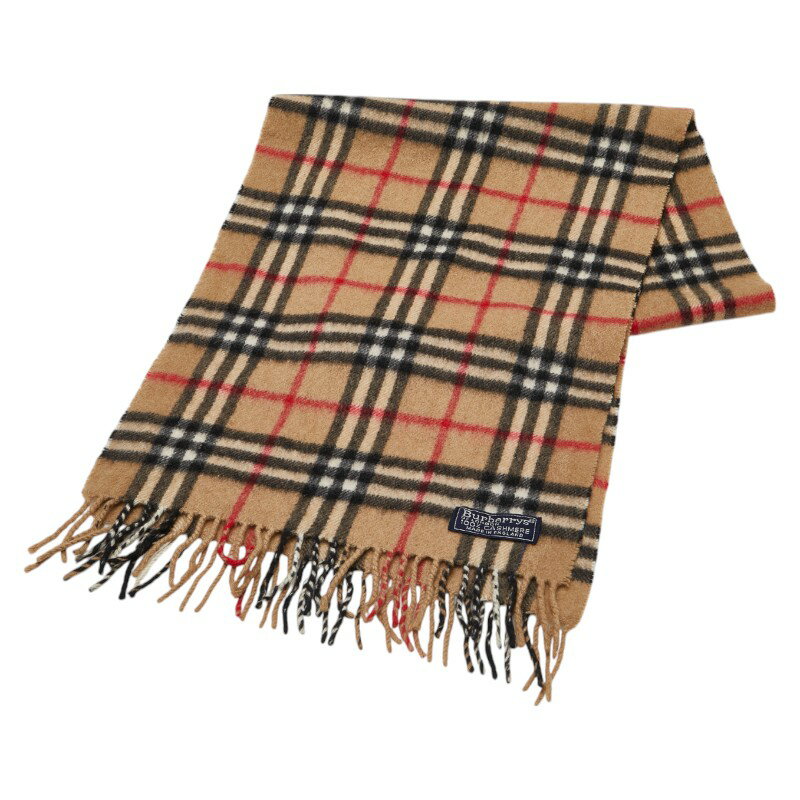 バーバリー ノバチェック マフラー ベージュ マルチカラー カシミヤ レディース BURBERRY 【中古】