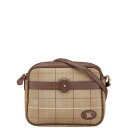 バーバリー チェック ロゴ ショルダーバッグ カーキ ブラウン キャンバス レザー レディース BURBERRY 【中古】