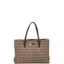 フェンディ ズッキーノ ハンドバッグ 8BH132 ブラウン キャンバス レザー レディース FENDI 【中古】