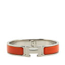 エルメス クリックH PM バングル シルバー オレンジ メタル レディース HERMES 【中古】