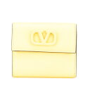 ヴァレンティノ Vロゴ 二つ折り財布 イエロー レザー レディース VALENTINO 【中古】