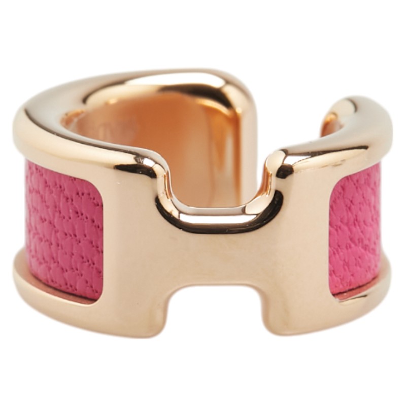 エルメス オランプPM イヤーカフ ローズゴールド ピンク メッキ レザー レディース HERMES 【中古】