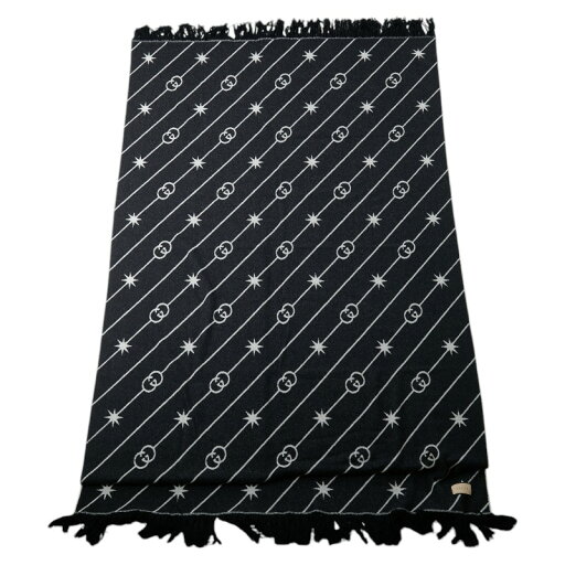 グッチ ダイアゴナル インターロッキングG スター ブランケット 698791 ブラック ウール カシミヤ シルク レディース GUCCI 【中古】 グッチ ダイアゴナル インターロッキングG スター ブランケット 698791 ブラック ウール カシミヤ シルク レディース GUCCI 【中古】