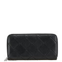 ボッテガヴェネタ マキシイントレチャート 長財布 ラウンドファスナー ブラック レザー レディース BOTTEGAVENETA 【中古】