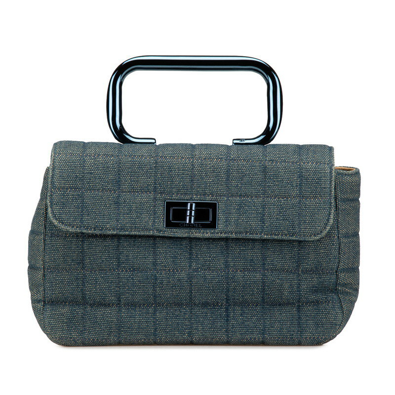 シャネル チョコバー 2.55 ハンドバッグ ブルー デニム レディース CHANEL 【中古】