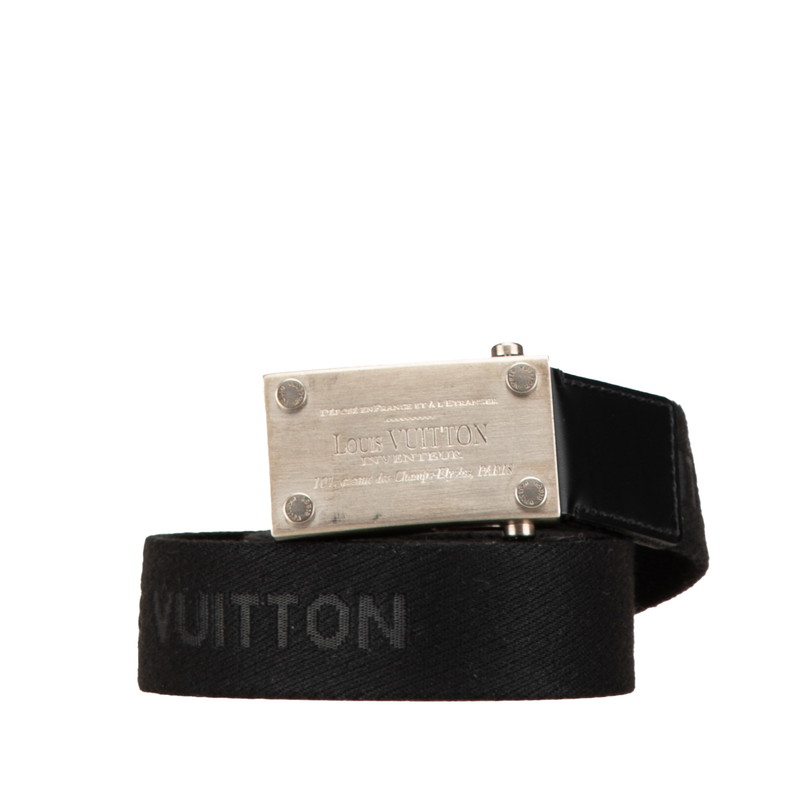 ルイ ヴィトン サンチュール ベンガル ベルト 95/38 M9801 ノワール ブラック メタル レザー メンズ LOUIS VUITTON 【中古】