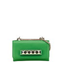 ヴァレンティノ Va Va Voom ロックスタッズ チェーン 斜め掛け ショルダーバッグ グリーン レザー レディース VALENTINO 【中古】