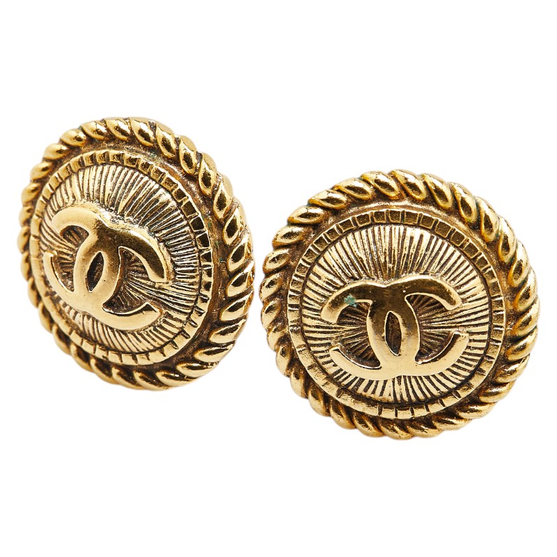 シャネル ヴィンテージ ココマーク チェーン イヤリング ゴールド メッキ レディース CHANEL 【中古】