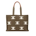 セリーヌ トリオンフ ハンドバッグ トートバッグ カーキグリーン ブラウン キャンバス レザー レディース CELINE 【中古】