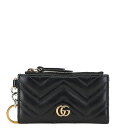 グッチ GGマーモント カードケース コインケース ブラック レザー レディース GUCCI 【中古】