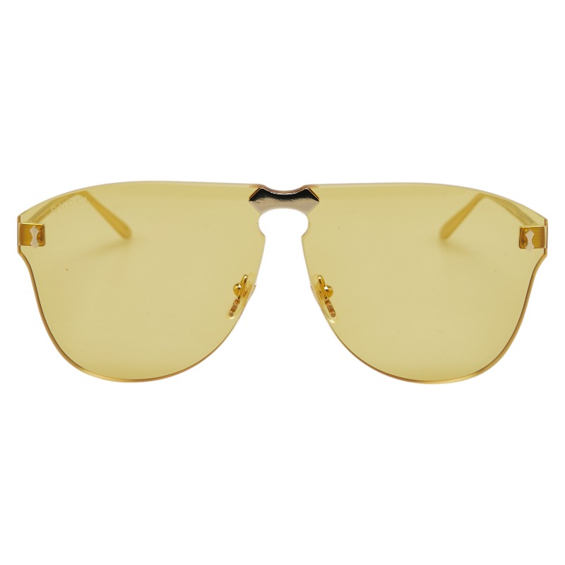 グッチ ダークグレーレンズ サングラス GG0354S ゴールド イエロー プラスチック レディース GUCCI 【中古】