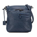ボッテガヴェネタ イントレチャート 斜め掛け ショルダーバッグ ブルー レザー レディース BOTTEGAVENETA 【中古】
