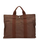 エルメス エールラインMM ハンドバッグ ブラウン キャンバス レディース HERMES 【中古】