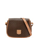 セリーヌ マカダム 斜め掛け ショルダーバッグ ブラウン PVC レザー レディース CELINE 【中古】