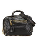 プラダ 三角ロゴプレート スタッズ ハンドバッグ ショルダーバッグ 2WAY ブラック レザー レディース PRADA 【中古】(4)