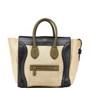セリーヌ ラゲージ ミディアム ハンドバッグ ベージュ ブラック キャンバス レザー レディース CELINE 【中古】(4)
