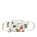 ロエベ ×PAULA’S IBIZA アナグラム ボディバッグ ウエストバッグ ホワイト マルチカラー キャンバス レザー レディース LOEWE 【中古】