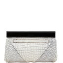 ジョルジオアルマーニ クロコ型押し クラッチバッグ グレー ブラック レザー レディース GIORGIO ARMANI 【中古】