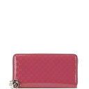 グッチ マイクログッチシマ ラブリー Gハート 長財布 ラウンドファスナー 308005 ピンク エナメル レザー レディース GUCCI 【中古】